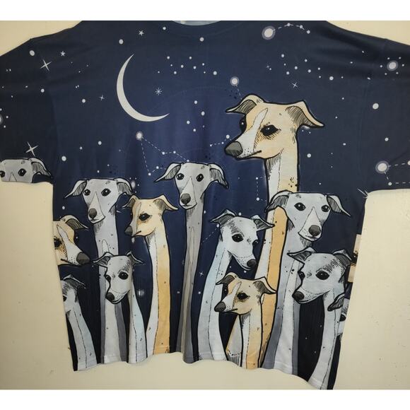 Dog Lovers Tshirt Astronomy Galaxy Stars Navy Blue Unisex 2XL Long Necks Jerzees - Picture 4 of 16